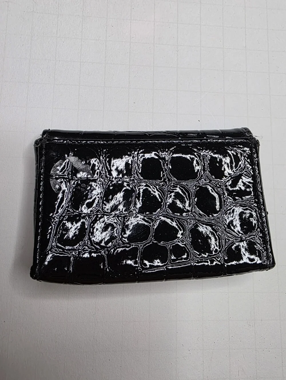 HENRI BENDEL Black Crocodile Coin Or Card Wallet Snap Closure